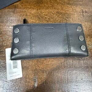 Hammitt Black Leather Wallet with Silver Accents